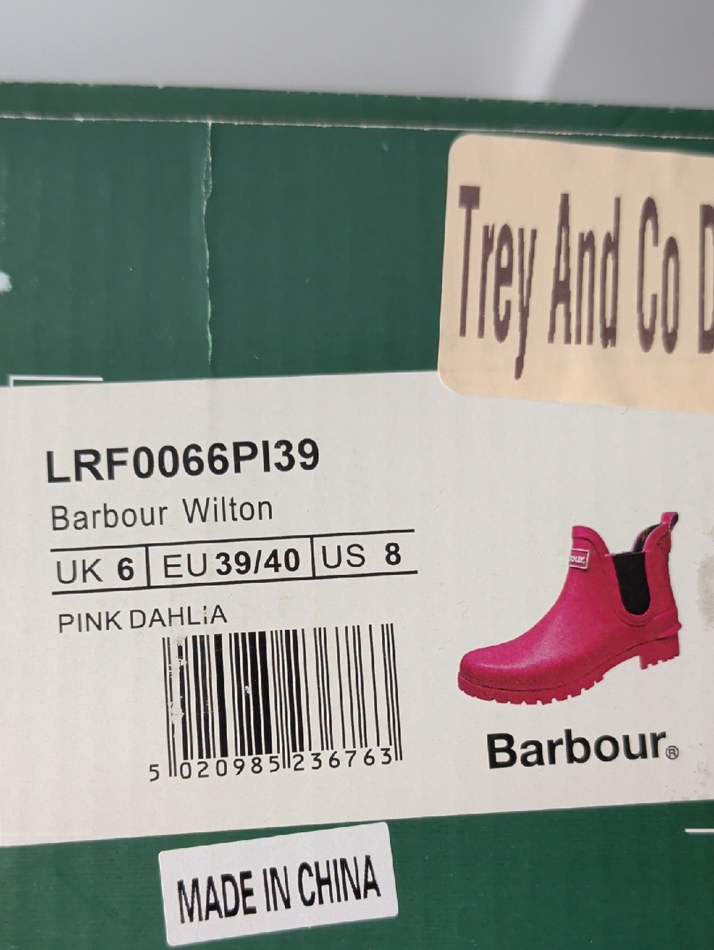 Barbour NIB Rain Boots 8 Pink - Picture 7 of 7